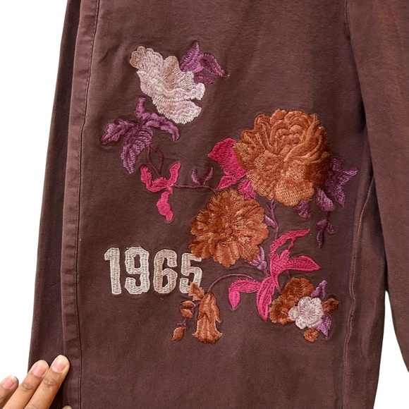 Pilcro The Izzie Relaxed Pull-On Barrel Pants Sz S Embroidered Stretch Ankle - Picture 5 of 11